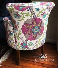 Back of the centered floral chair