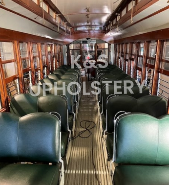 Antique seats we have reupholstered. Photo by the National Capital Trolley Museum